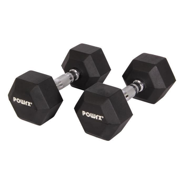 Haltère hexagonale avec revêtement en caoutchouc poids 2 x 22,5kg