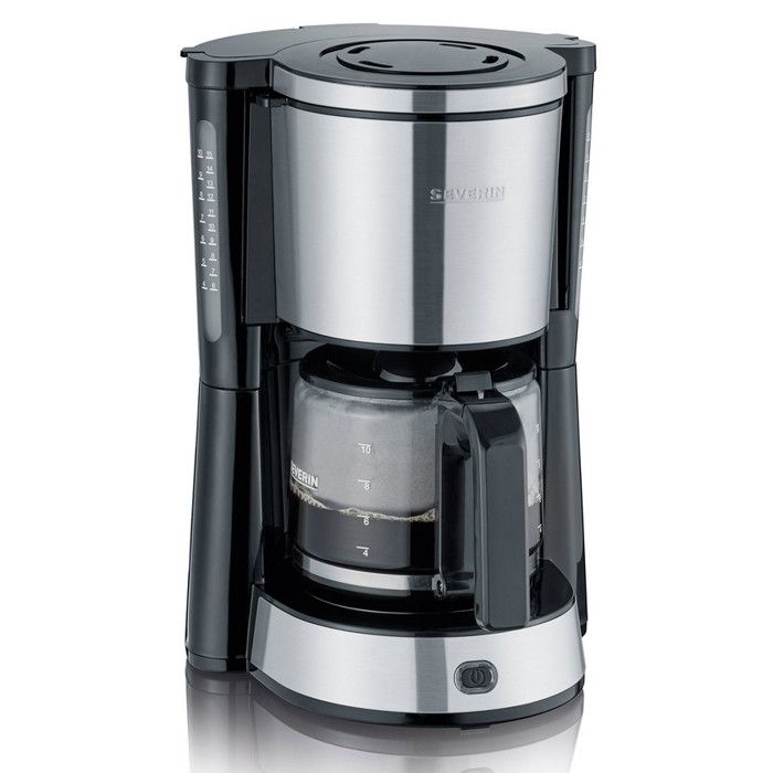 SEVERIN KA4822 Cafetière filtre -Type-, 10 tasses, Capacité : 1,4 L, Arrêt automatique, verseuse en verre, 1 000 W, Inox / Noir