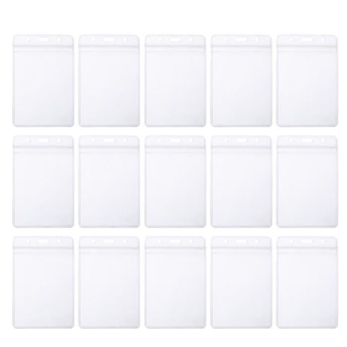100Pcs Étanche Porte-Badge ID Transparent Nom Tag Titulaire de la Carte avec des Clips Métalliques BADGE - PORTE-NOM