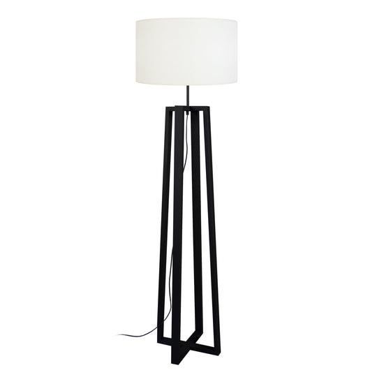 TOSEL Lampadaire 1 lumière - luminaire intérieur - tissu blanc écru - Style inspiration nordique - H155cm L40cm P40cm