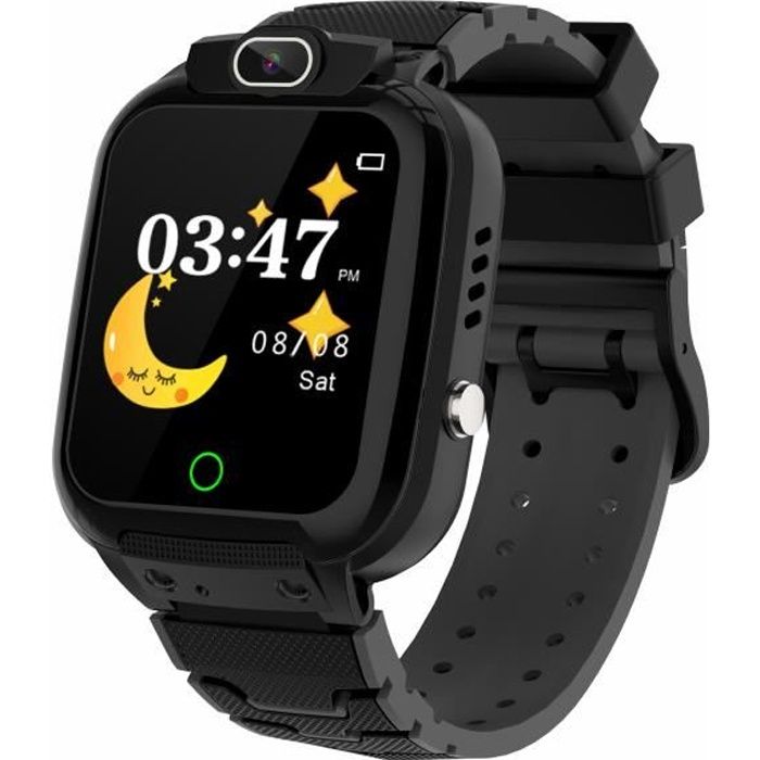 WINNES Montre Connectée Kids Smartwatch IP65 Étanche HD écran Tactile Montre avec Appel bidirectionnel SOS(Noir)