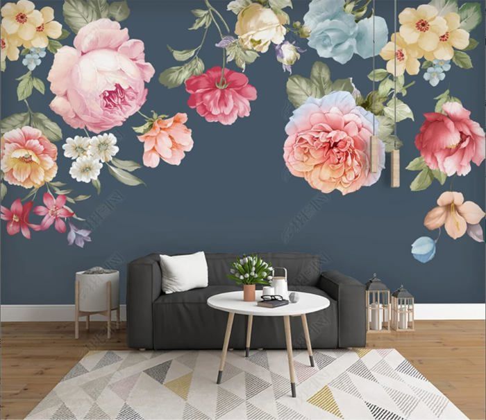 Papier Peint Panoramique Komar - Motif Floral Indien - Marron - 2,54 X 3,68 M