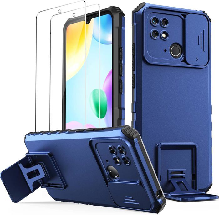 Coque Portefeuille Pour Xiaomi Redmi A5 4G - Cuir PU - Avec Porte-Cartes, Support Et Verre Trempé - Fermeture Magnétique - Bleu