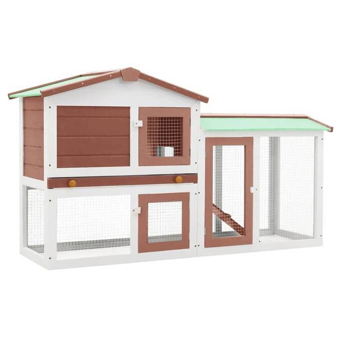 Cage/Clapier large dextérieur Marron et blanc 145x45x84 cm Bois SS00213598