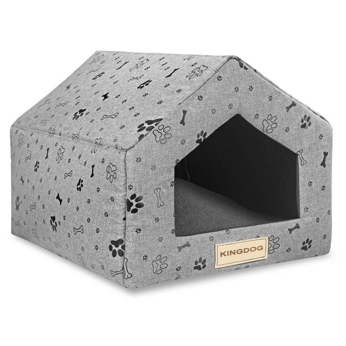 Comparer les prix de Niche pour chien et chat Kingdog Maison d'os repaire éponge noir 50x40cm h38cm, coussin