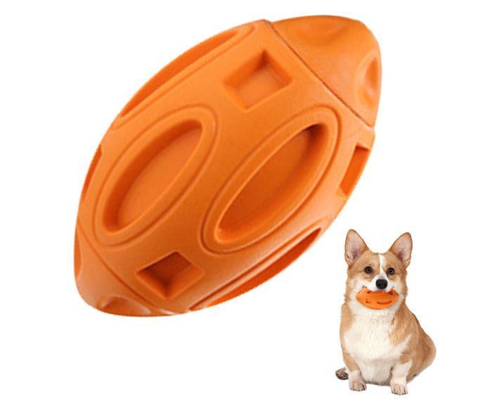 1 jouet couineur à mâcher orange pour chien balle à mâcher en caoutchouc pour chiot jouet durable pour animaux de compagnie