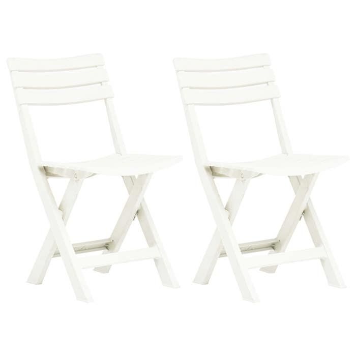 Lot de 2 Chaises de jardin pliables-Chaise dextérieur Plastique Blanc SHL210