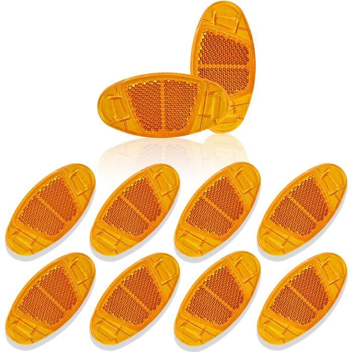 Lot De 12 Réflecteurs Pour Rayons De Vélo - Catadioptres Ovales 7x3,5 Cm, Haute Visibilité Nuit, Installation Clip
