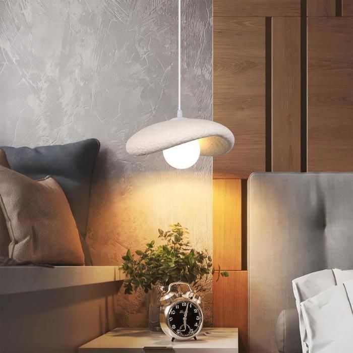 WOTTES Moderne Suspension Luminaire Industriel Ø30CM Vintage Lustre Plafonnier Ciment Design Edison pour Salon Chambre - Blanc 1pcs