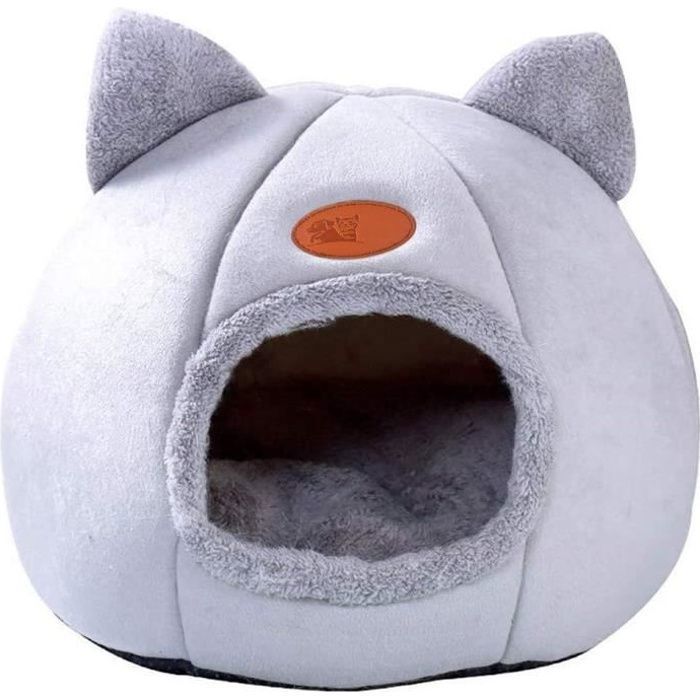 Comparer les prix de Niche pour chat - Keeper - Lit rond en peluche - 36x36x36 cm - Gris - Confortable et antidérapant
