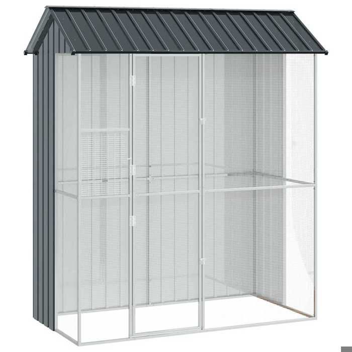 SALE dhiver Cage/Enclos pour oiseaux - UU - Grande Volière - Anthracite 215 x 110 x 247 cm Acier galvanisé CC659