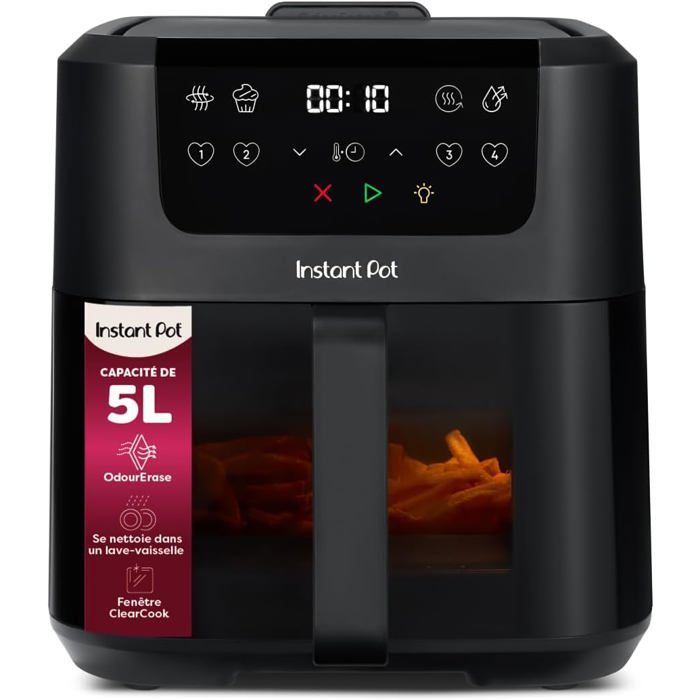 Vortex Compact Noir - Friteuse À Air Chaud 5 L Format Familial 4 En 1 - Air Fryer Séchage Cuisson Réchauffage - Gpfuoea