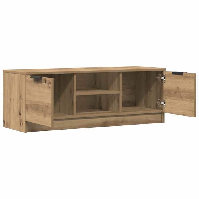 Meuble TV chêne artisanal - WIENS - 102x35x365 cm - Bois dingénierie - Brun - Capacité de charge 60 kg
