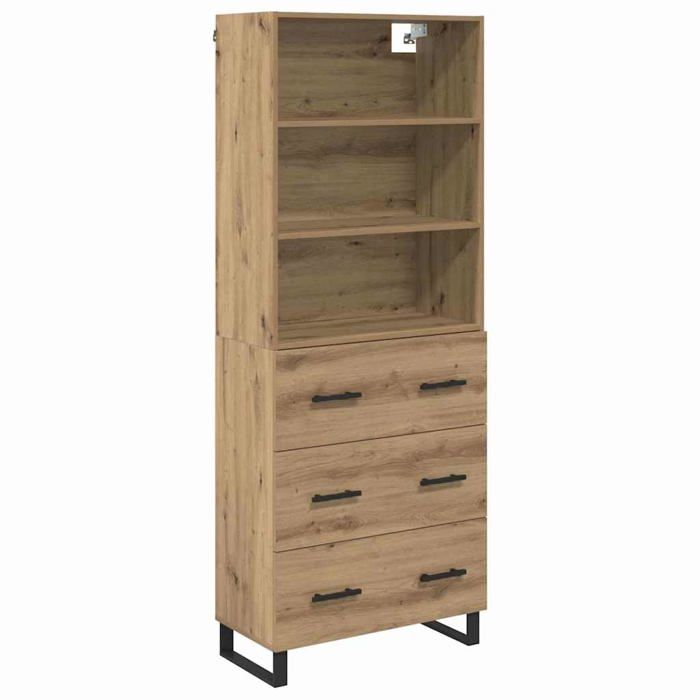 Buffet haut contemporain - vidaXL - Chêne artisanal - Bois dingénierie - 695 x 34 x 180 cm - Avec tiroir