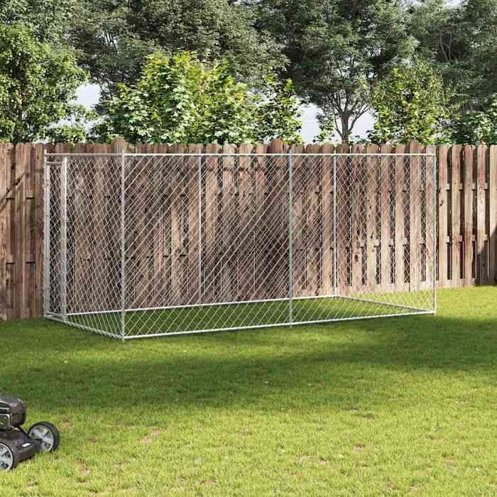 Argent Chenil dextérieur grande cage pour chien 382x192x185 cm A187 Argent Chenil dextérieur grande cage pour chien 382x192x185 cm A187