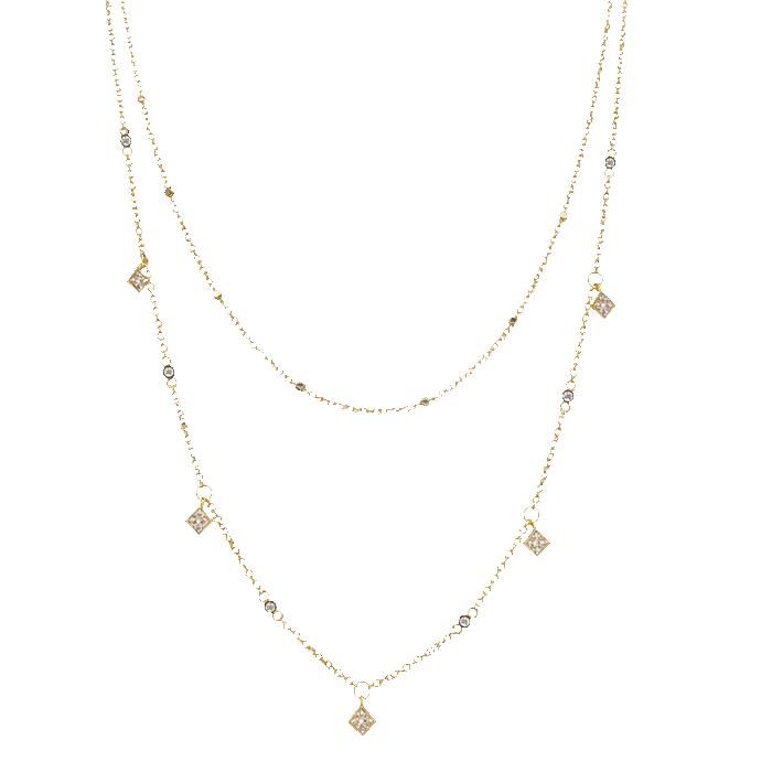 Collier Multi-Rang Femme Plaqué Or 18 Carats Double Chaîne Oxydes de ...