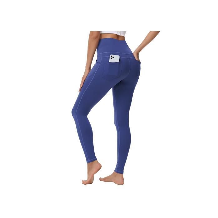 Legging 3/4 femme taille haute bleu marine S - yoga & fitness 4 poches effet jean gainant respirant
