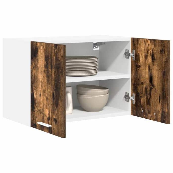 ShieldPro®Marron Placard/Armoire Haut - Armoire suspendue - CLOUD - Cabinet de cuisine - 2 pcs Chêne fumé et Blanc 60x31x40 cm 71435