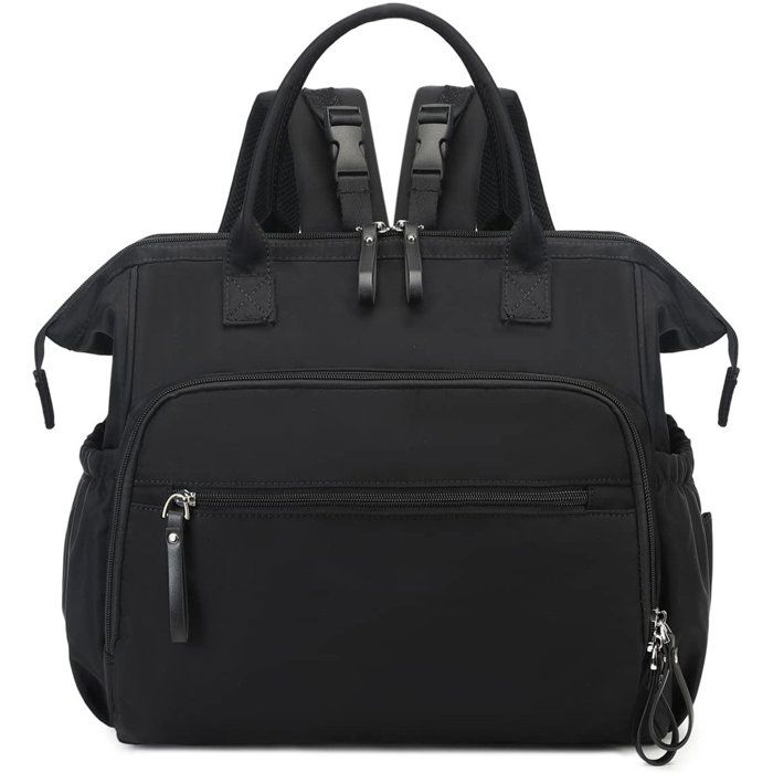Sac à langer convertible 14 poches avec boucle pour poussette - Imperméable - Noir