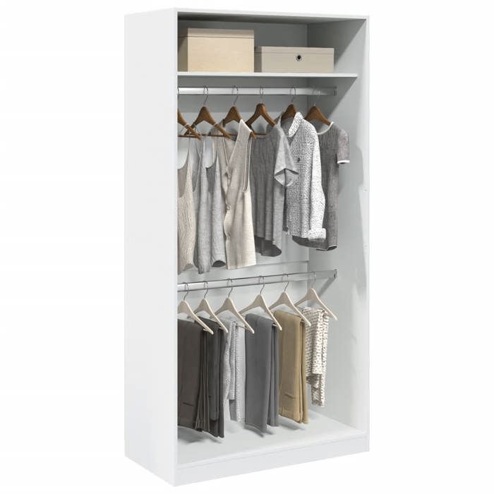 Armoire de rangement Blanc - Garde-robe - Blanc 100x50x200 cm Bois dingénierie A15621