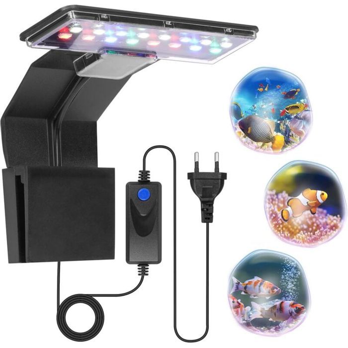 Lampe pour aquarium lampe à clip tricolore 9W 600LM 16 LED convient aux aquariums dune épaisseur maximale de 6 mm peut être...