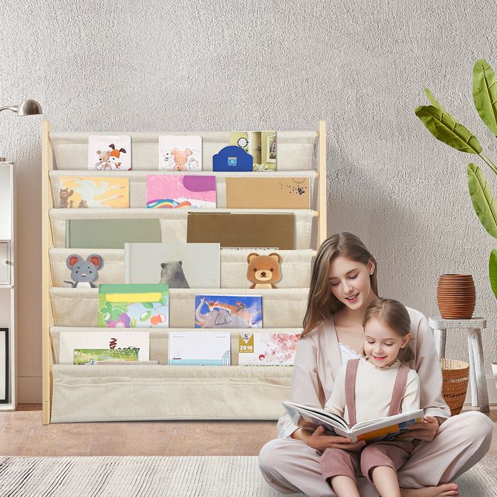 OOBEST-Bibliothèque Pour Enfants-Étagère De Rangement Sur Pied-Respirant Et Hygroscopique-Grande Capacité-Couleur Bois Naturel OOBEST-Bibliothèque Pour Enfants-Étagère De Rangement Sur Pied-Respirant Et Hygroscopique-Grande Capacité-Couleur Bois Naturel