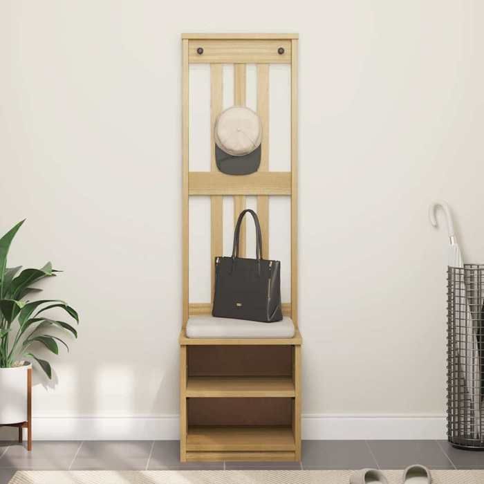 Promo“Portemanteau SANDNES 45 x 40 x 1595 cm avec 2 étagères et assise pratique et 2 Étagères Ouvertes pour Entrée et Dressing 982