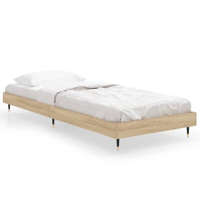 Cadre de Lit simple sans matelas Chêne Sonoma 75x190 cm avec sommier à lattes inclus pour Chambre EU413723