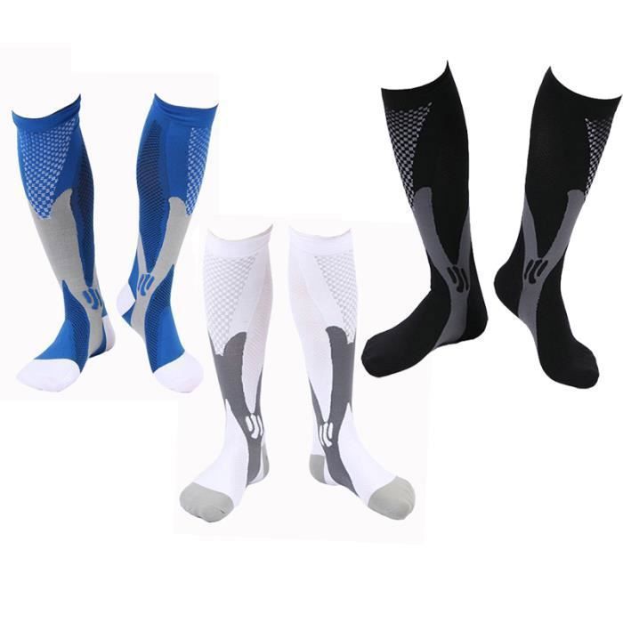 Bas de Contention Chaussettes de Compression pour Hommes et Femmes - Cycle - Noir - Mixte - Respirant - Football Noir