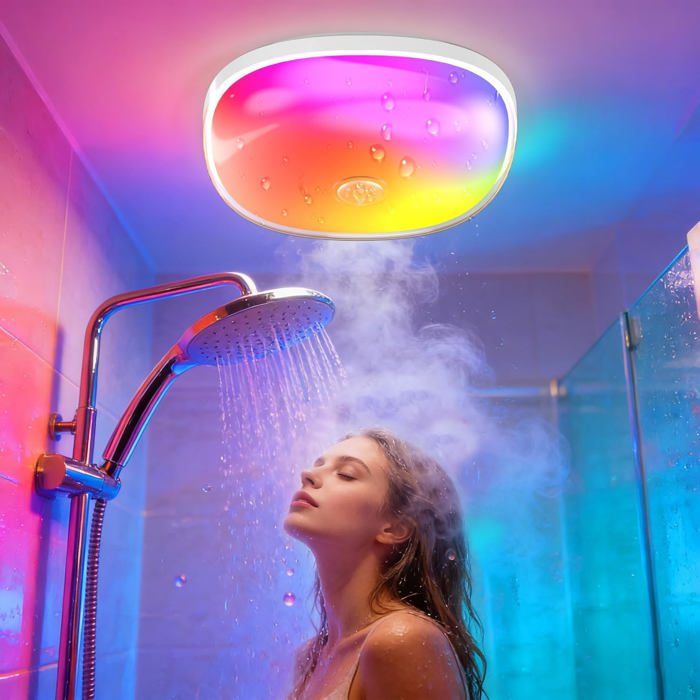 Plafonnier rechargeable IP65 étanche sans fil 16 couleurs télécommande fixation magnétique pour plafond ou mur