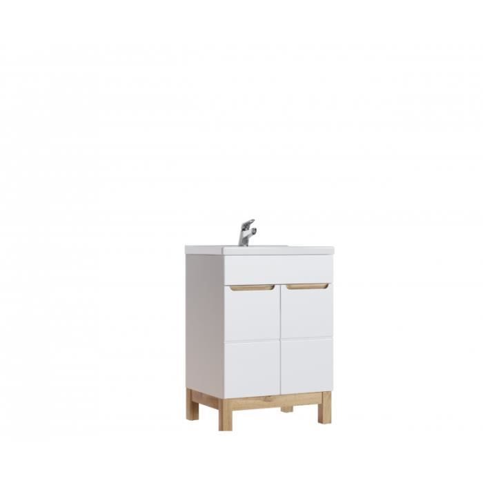 Meuble sous vasque - AC-DÉCO - Bali White - Blanc - Contemporain - Design - 60 x 45 x 85 cm