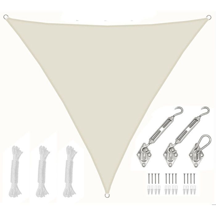 4x4x4 Voile dOmbrage Triangulaire Étanche - Toile de Jardin avec Fixation Inox