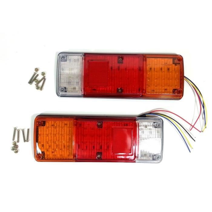 PAIRE FEUX ARRIERE 12V LED LAMPES DE FONCTION REMORQUE CAMION VAN