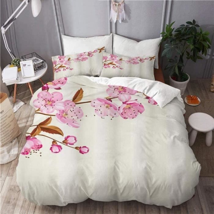 Housse de couette - Fleur de cerisier - Impression 3D - Microfibre