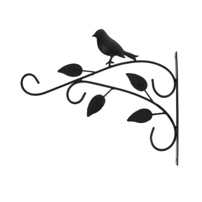 2 Supports Muraux Pour Paniers Suspendus – En Fer Forgé Noir, Design Oiseau – Pour Plantes, Lanternes, Décoration Extérieure - 4