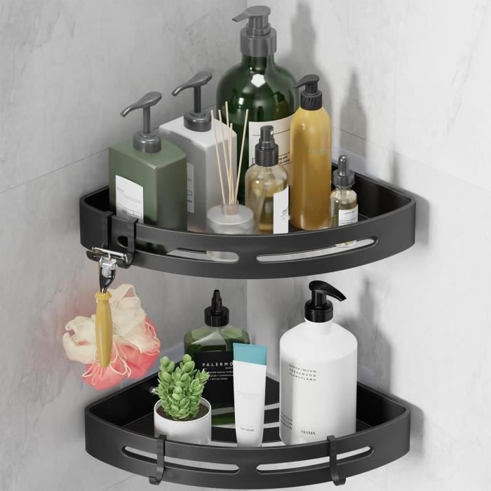 Metaltex Metaltex Etagere De Douche D'angle A 2 Niveaux Noir Pas Cher