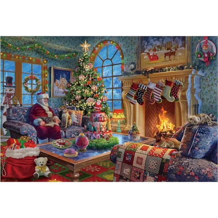 Puzzle en bois de 1000 pièces pour adultes et enfants - Père Noel 70x50 cm  Activité Amusante Famille Cadeau de Noël - Cdiscount Jeux - Jouets