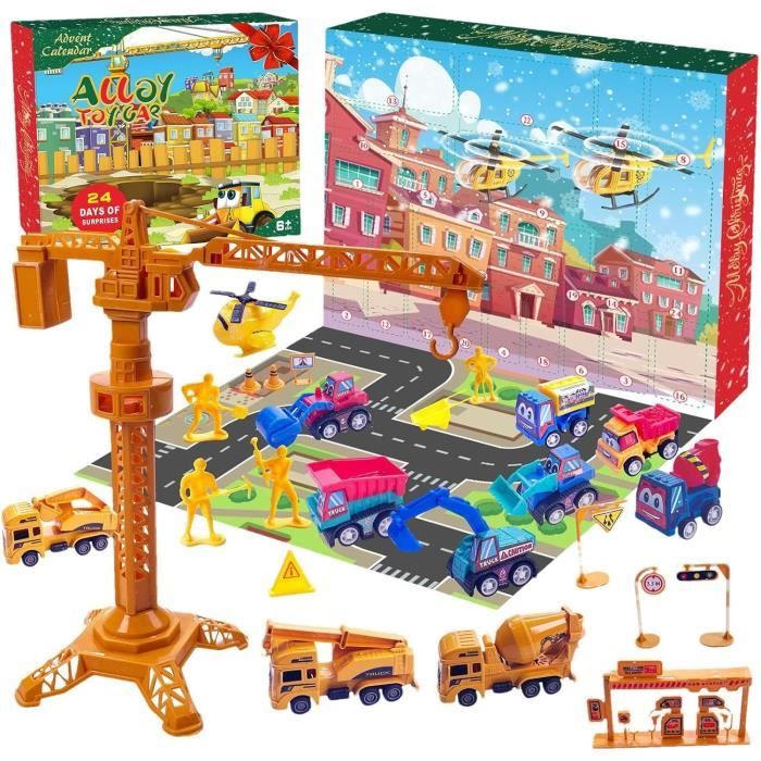 Calendrier de l'Avent - Voiture - 24 pièces - Jouets en plastique - Cadeau de Noël - Enfant