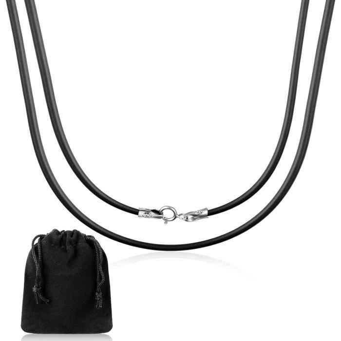 Chaîne Homme En Corde De Cire - 3 Mm, Marron Ou Noir, Longueur 40 à 76 Cm, Fermoir Acier Inoxydable
