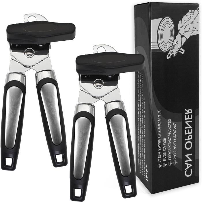 Ouvre-Boîte Manuel Avec Décapsuleur - Bord Lisse Et Sécurisé - Noir - Pour Canettes Et Conserves