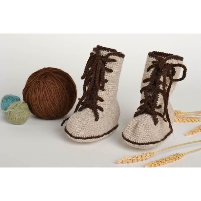 Chaussons De Bebe Tricot Fait Main Bottes Pour Bebe Au Crochet Chaussures Bebe Cdiscount Pret A Porter