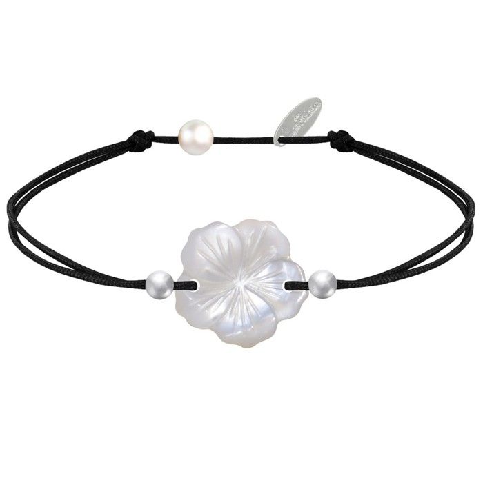 LES POULETTES BIJOUX - Bracelet Lien Fleur de Nacre Ivoire et Perles dArgent 925 - Classics