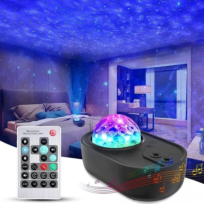 Projecteur Ciel Étoile Rotatif,Lampe Projecteur Rechargeable USB LED  Musicale Avec 14 Modes & Télécommande 