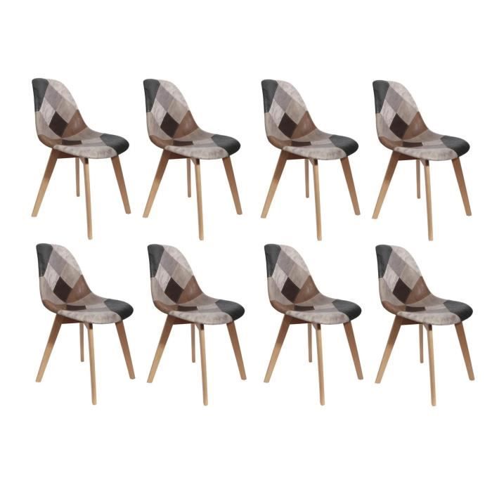 Melo Lot de 8 Chaises Scandinaves Aspect Vieux Cuir Cdiscount Maison