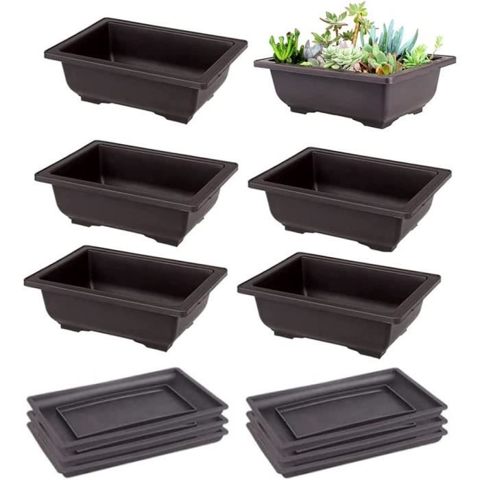 6 Morceaux Plastique Rectangulaire Bonsai Training Pot