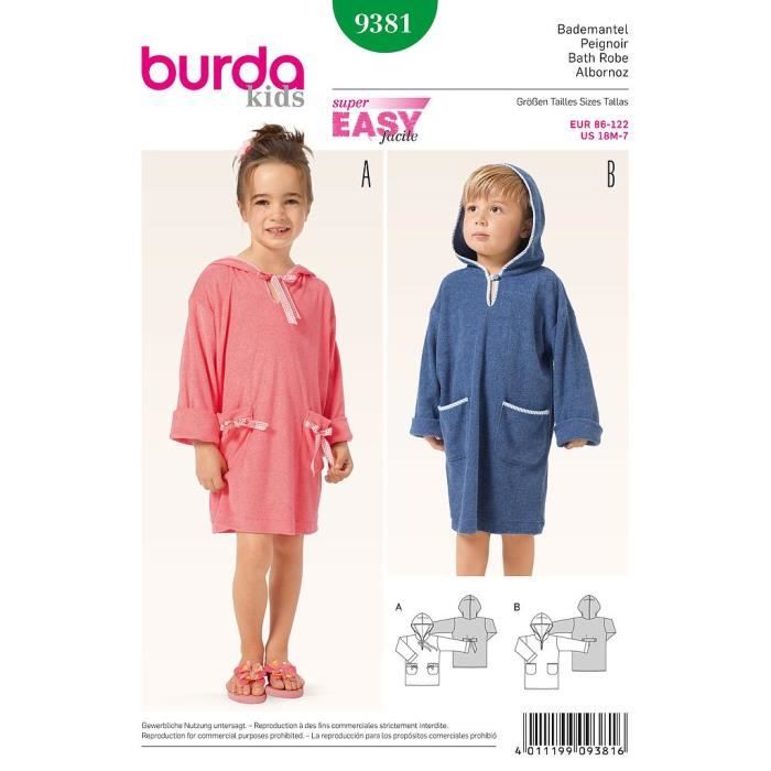 Patron Burda 9381 Kids Peignoir Cdiscount Beaux Arts Et Loisirs Creatifs