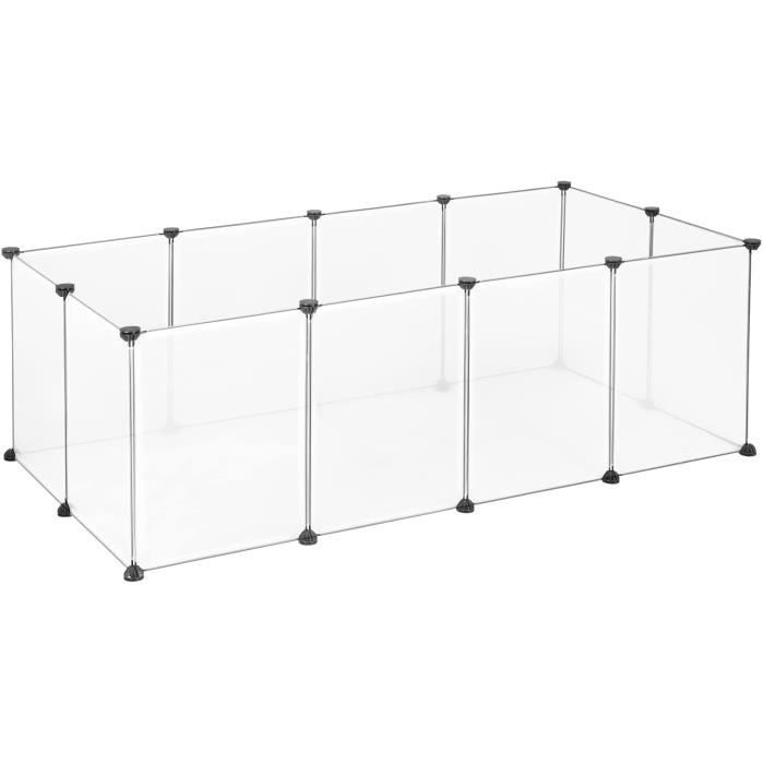 Comparer les prix de EUGAD Enclos pour Petits Animaux,Interieur Plastique,réglable DIY 12 Panneaux,145x75x46cm,Transparent