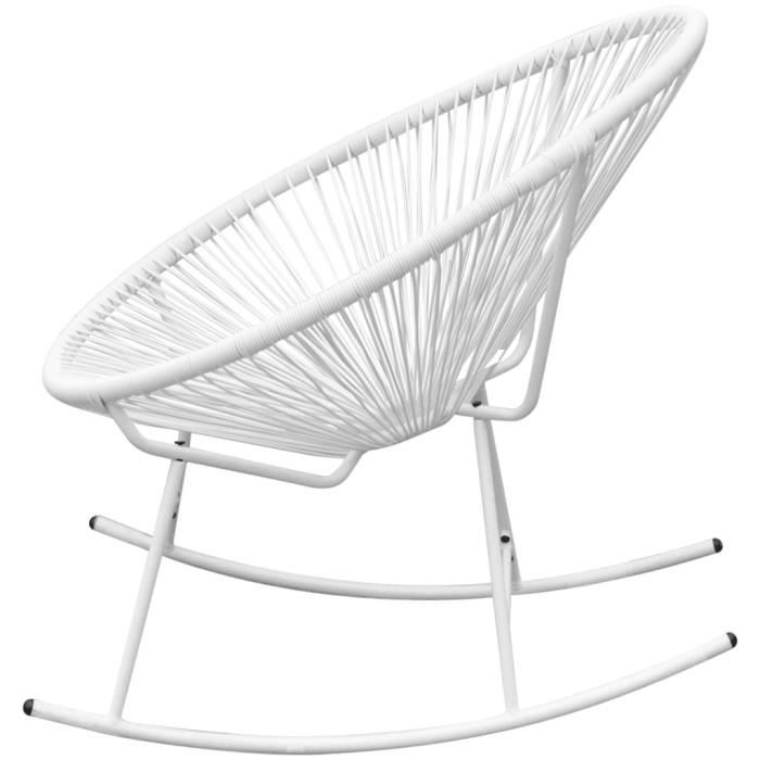 Super -Chaise à bascule d'extérieur Style Scandinave Fauteuil à bascule Chaise de Jardin Blanc Résine tressée @868849