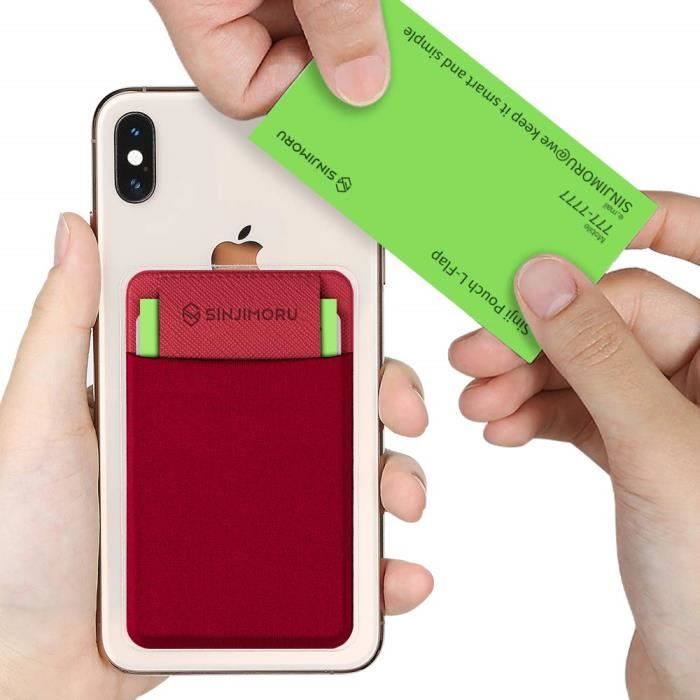 Sinji Pouch L-Flap porte-cartes intelligent avec rabat de fermeture porte-cartes pour téléphone portable Sinjimoru mini portefeuille réutilisable pour iPhone et Android Couleur beige