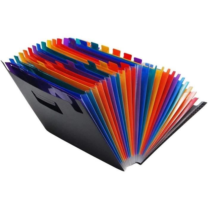 Extensible Files Expanding File Folder – Hohe Kapazität 24 Taschen Plastique Rainbow ...